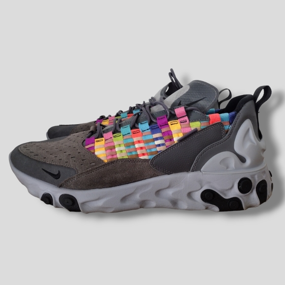 NIKE React Sertu Woven Pattern  Sneakers Size 12 Iron Gray/Black MULTICOLOR - Picture 4 of 15